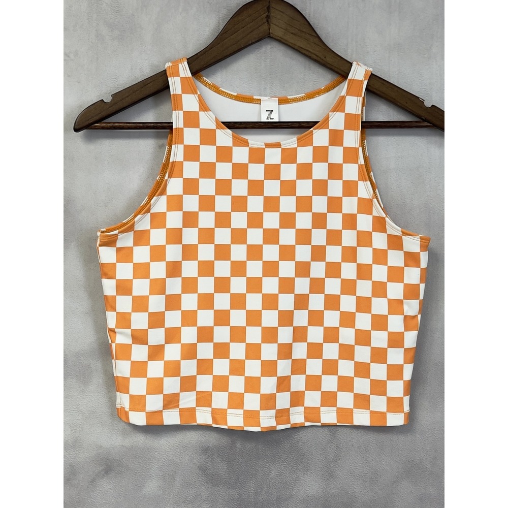 ZooZatz Checkerboard Crop Tank Top Women Medium Stretch Active Tennessee Skater